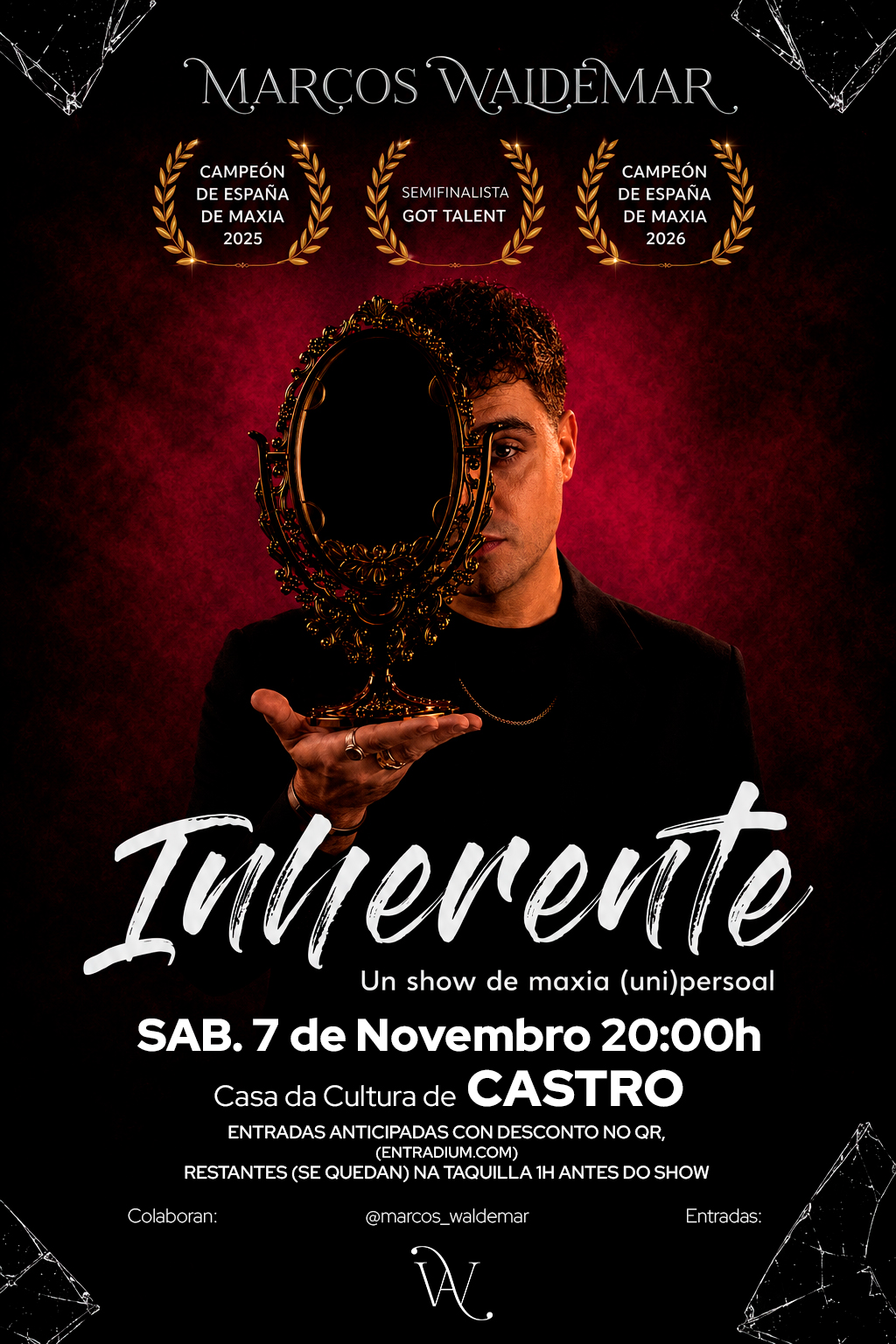 «INHERENTE» de Marcos Waldemar en CASTRO. Show de magia Familiar.